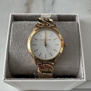 Michael Kors Gold Chain Watch with White Dial
